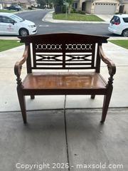 MaxSold Auction: Solid Wood Carved 2-Seater Bench, Brown/Natural Finish - Bakersfield (California, USA) PARTNER MANAGED Moving Online Auction - Grecian Laurel Drive