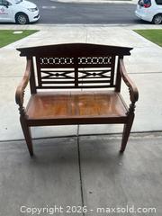 MaxSold Auction: Solid Wood Carved 2-Seater Bench, Brown/Natural Finish - Bakersfield (California, USA) PARTNER MANAGED Moving Online Auction - Grecian Laurel Drive
