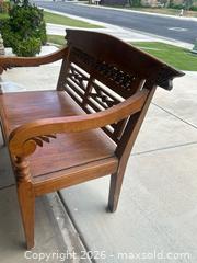 MaxSold Auction: Solid Wood Carved 2-Seater Bench, Brown/Natural Finish - Bakersfield (California, USA) PARTNER MANAGED Moving Online Auction - Grecian Laurel Drive
