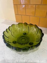 MaxSold Auction: Vintage Green Glass Bowl and Framed Textile Art - Bakersfield (California, USA) PARTNER MANAGED Moving Online Auction - Grecian Laurel Drive