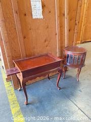 MaxSold Auction: Pair of Solid Wood Cherry Accent, Side & Console Tables - Bakersfield (California, USA) PARTNER MANAGED Moving Online Auction - Sillect Avenue (STORAGE)