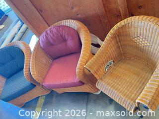 MaxSold Auction: Set of 3 Wicker Rattan Armchairs - Bakersfield (California, USA) PARTNER MANAGED Moving Online Auction - Sillect Avenue (STORAGE)