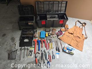 MaxSold Auction: Assorted Hand Tool Set with Toolboxes, Gloves & Apron (20+ pcs) - Lakeland (Florida, USA) PARTNER MANAGED Downsizing Online Auction - Shore Acres Drive