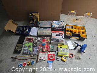 MaxSold Auction: Mixed Tools & Hardware Lot with Heat Tool, Laser Level, Charger - Lakeland (Florida, USA) PARTNER MANAGED Downsizing Online Auction - Shore Acres Drive