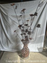 MaxSold Auction:  Vintage Copper-Bronze Metal Floor Lamp with Decorative Vase and Stems - Burlington (Ontario, Canada) SELLER MANAGED Estate Sale Online Auction - Enfield Road Burlington