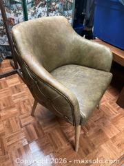 MaxSold Auction: Vintage Green Leather Accent Chair Mid Century Style Wood Legs Lounge Chair - Burlington (Ontario, Canada) SELLER MANAGED Estate Sale Online Auction - Enfield Road Burlington