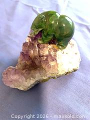 MaxSold Auction: Set of 3 Green Carved Figurines on Amethyst Geode Bases - Chilliwack (British Columbia, Canada) PARTNER MANAGED Moving Online Auction -  Huron (CONDO)
