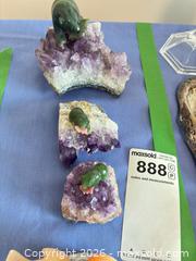 MaxSold Auction: Set of 3 Green Carved Figurines on Amethyst Geode Bases - Chilliwack (British Columbia, Canada) PARTNER MANAGED Moving Online Auction -  Huron (CONDO)