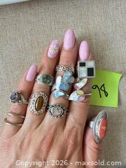 MaxSold Auction: Lot of 10 Sterling Silver Boho Southwestern Rings with Gemstones - Burlington (Ontario, Canada) SELLER MANAGED Moving Online Auction - Lorne Street (CONDO)