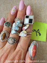 MaxSold Auction: Lot of 10 Sterling Silver Boho Southwestern Rings with Gemstones - Burlington (Ontario, Canada) SELLER MANAGED Moving Online Auction - Lorne Street (CONDO)