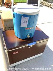 MaxSold Auction: Coleman Metal Chest Cooler & Roundabout Water Jug Cooler - Carson (California, USA) PARTNER MANAGED Estate Sale Online Auction -  South Perry Street
