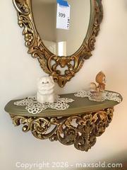 MaxSold Auction: Ornate Gold Gilt Oval Mirror with Shelf and Matching Wall Sconces - Carson (California, USA) PARTNER MANAGED Estate Sale Online Auction -  South Perry Street