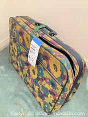 MaxSold Auction: Vintage Small Floral Novelty Vinyl Suitcase with Luggage Tag - Carson (California, USA) PARTNER MANAGED Estate Sale Online Auction -  South Perry Street