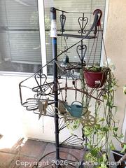 MaxSold Auction: Wrought Iron Metal Plant Stand with Shelves & Hanging Accent - Carson (California, USA) PARTNER MANAGED Estate Sale Online Auction -  South Perry Street