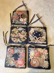 MaxSold Auction: 5 Needlepointed Seat Cushions - San Jose (California, USA) PARTNER MANAGED Downsizing Online Auction - San Gabriel Way