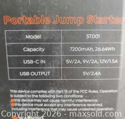 MaxSold Auction: Car Battery Jump Starter ST001 with Air Tire Compressor and Work Light - Rechargable - Toronto (Ontario, Canada) SELLER MANAGED Downsizing Online Auction - Metropolitan Road (STORAGE)