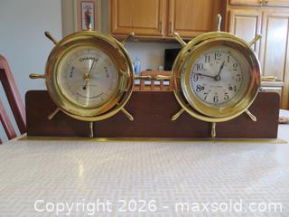 MaxSold Auction: Seth Thomas Helmsman Mounted Ships Clock & Barometer Set Desk Mantel Shelf - San Bruno (California, USA) SELLER MANAGED Downsizing Online Auction - 2nd Avenue