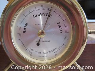 MaxSold Auction: Seth Thomas Helmsman Mounted Ships Clock & Barometer Set Desk Mantel Shelf - San Bruno (California, USA) SELLER MANAGED Downsizing Online Auction - 2nd Avenue