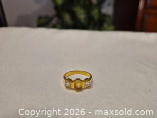 MaxSold Auction: Gold colored Ring with one yellow middle stone and two clear stones on each side. - Ottawa (Ontario, Canada) SELLER MANAGED Downsizing Online Auction - St.-Denis Street