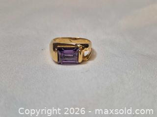 MaxSold Auction: Gold Plated Ring with Rectangular Amethyst (Emerald Cut) - Ottawa (Ontario, Canada) SELLER MANAGED Downsizing Online Auction - St.-Denis Street