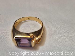MaxSold Auction: Gold Plated Ring with Rectangular Amethyst (Emerald Cut) - Ottawa (Ontario, Canada) SELLER MANAGED Downsizing Online Auction - St.-Denis Street