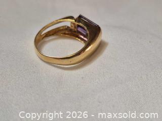 MaxSold Auction: Gold Plated Ring with Rectangular Amethyst (Emerald Cut) - Ottawa (Ontario, Canada) SELLER MANAGED Downsizing Online Auction - St.-Denis Street