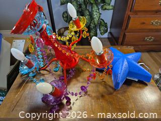 MaxSold Auction: Multicolor Five-Arm Chandelier and IKEA Blue Star Night Light - Ottawa (Ontario, Canada) SELLER MANAGED Downsizing Online Auction - St.-Denis Street