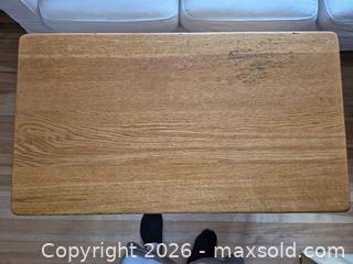 MaxSold Auction: Oak Mission Craftsman Desk, Light Natural Finish, 2 Drawers and extension board - Ottawa (Ontario, Canada) SELLER MANAGED Downsizing Online Auction - St.-Denis Street