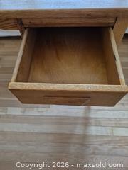 MaxSold Auction: Oak Mission Craftsman Desk, Light Natural Finish, 2 Drawers and extension board - Ottawa (Ontario, Canada) SELLER MANAGED Downsizing Online Auction - St.-Denis Street