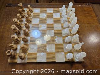 MaxSold Auction: Onyx/Marble Natural Stone Chess and Checkers Set - Ottawa (Ontario, Canada) SELLER MANAGED Downsizing Online Auction - St.-Denis Street