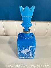 MaxSold Auction: Cobalt Blue Glass Perfume Bottle with Gilded Trim & Stopper - London (Ontario, Canada) PARTNER MANAGED Moving Online Auction - Manchester Road