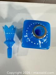 MaxSold Auction: Cobalt Blue Glass Perfume Bottle with Gilded Trim & Stopper - London (Ontario, Canada) PARTNER MANAGED Moving Online Auction - Manchester Road