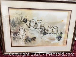 MaxSold Auction: Framed Signed Owl Print Under Glass, Wood Gold-Bronze Frame - London (Ontario, Canada) PARTNER MANAGED Moving Online Auction - Manchester Road