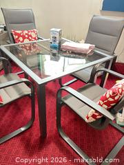 MaxSold Auction: Gray Aluminum Outdoor Dining Set with Glass-Top Table - London (Ontario, Canada) PARTNER MANAGED Moving Online Auction - Manchester Road