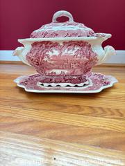 MaxSold Auction: Mason's Vista Red/Pink Transferware Ironstone Tureen Set (Large) - London (Ontario, Canada) PARTNER MANAGED Moving Online Auction - Manchester Road