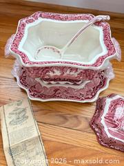 MaxSold Auction: Mason's Vista Red/Pink Transferware Ironstone Tureen Set (Large) - London (Ontario, Canada) PARTNER MANAGED Moving Online Auction - Manchester Road