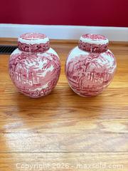 MaxSold Auction: Pair of Mason's Vista Red/Pink Transferware Ginger Jars - London (Ontario, Canada) PARTNER MANAGED Moving Online Auction - Manchester Road