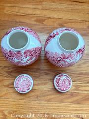 MaxSold Auction: Pair of Mason's Vista Red/Pink Transferware Ginger Jars - London (Ontario, Canada) PARTNER MANAGED Moving Online Auction - Manchester Road