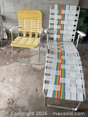 MaxSold Auction: Pair of Mid-Century Style Folding Lawn & Lounge Chairs, Yellow/White - London (Ontario, Canada) PARTNER MANAGED Moving Online Auction - Manchester Road