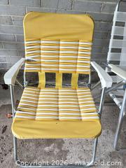 MaxSold Auction: Pair of Mid-Century Style Folding Lawn & Lounge Chairs, Yellow/White - London (Ontario, Canada) PARTNER MANAGED Moving Online Auction - Manchester Road