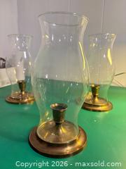 MaxSold Auction: Set of 3 Brass & Glass Hurricane Candle Holders, Medium - London (Ontario, Canada) PARTNER MANAGED Moving Online Auction - Manchester Road