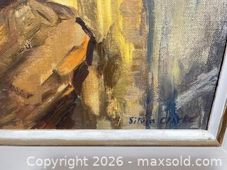 MaxSold Auction: Silvia Clarke signed oil on canvas panel, 16 x 20 in Flowers in the window 1963 - London (Ontario, Canada) SELLER MANAGED Moving Online Auction - Manchester Road