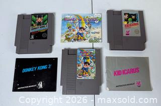 MaxSold Auction: Lot of (3) NES Nintendo Games & Booklets - Rush (New York, USA) PARTNER MANAGED Estate Sale Online Auction - Honeoye Falls Five Points Road.