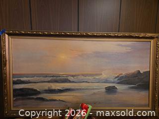 MaxSold Auction: Robert Wood Signed Oil Seascape Sunset in Ornate Gold Frame - Toronto (Ontario, Canada) SELLER MANAGED Estate Sale Online Auction - Houston Crescent