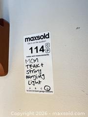 MaxSold Auction: Mid-Century Teak Wall Sconce with Black String Hanging Pendant lamp - Toronto (Ontario, Canada) PARTNER MANAGED Estate Sale Online Auction - Coxwell Avenue