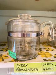 MaxSold Auction: Pyrex Range-Top Percolator — Glass & Metal, Vintage - Toronto (Ontario, Canada) PARTNER MANAGED Estate Sale Online Auction - Coxwell Avenue