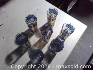 MaxSold Auction: vintage Culver azure blue scroll highball glasses with 22kt overlay - Upper Moreland Township (Pennsylvania, USA) SELLER MANAGED Charity/Fundraising Online Auction - Davisville Road