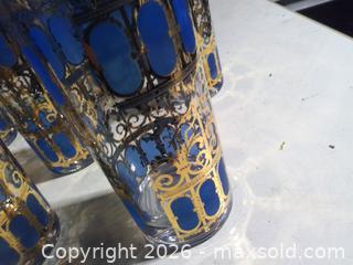 MaxSold Auction: vintage Culver azure blue scroll highball glasses with 22kt overlay - Upper Moreland Township (Pennsylvania, USA) SELLER MANAGED Charity/Fundraising Online Auction - Davisville Road