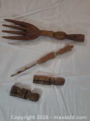 MaxSold Auction: Hand-Carved Tribal Wooden Fork, Letter Opener & Figures - Brantford (Ontario, Canada) SELLER MANAGED Downsizing Online Auction - Kitchener Avenue