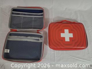 MaxSold Auction: Pair of Small Red & White First Aid Kit Cases with Straps - Brantford (Ontario, Canada) SELLER MANAGED Downsizing Online Auction - Kitchener Avenue